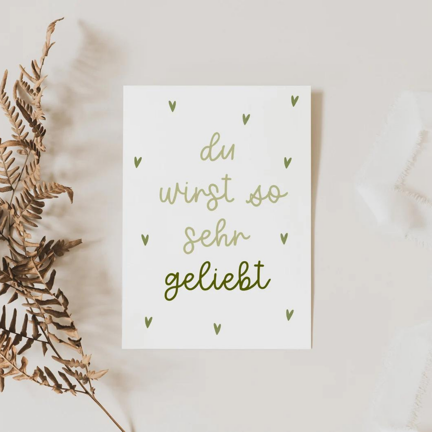 Postkarte "du wirst geliebt" grün