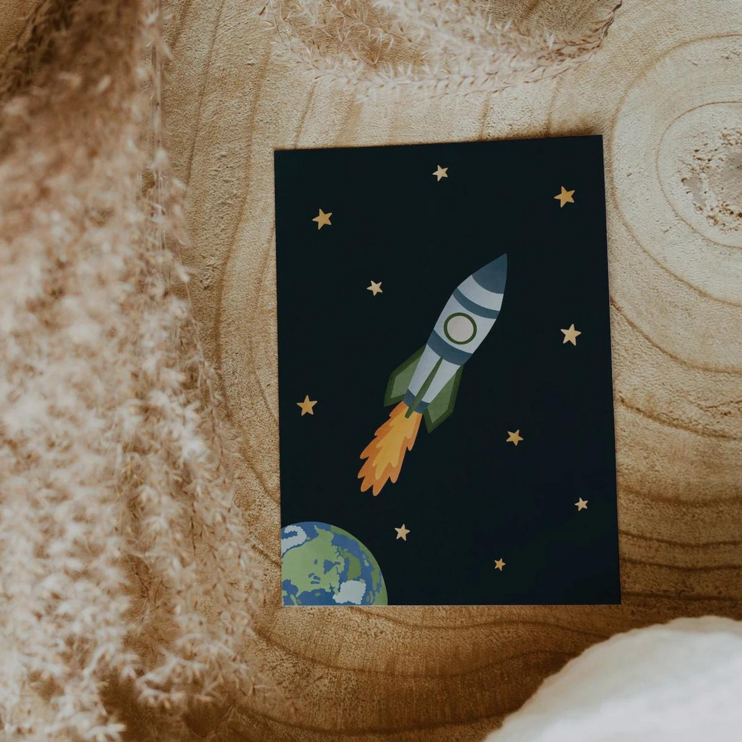 Postkarte Rakete - Guten Start Karte