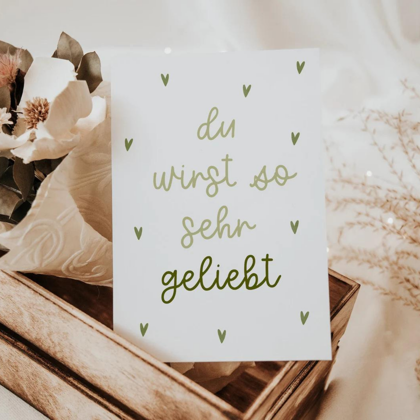 Postkarte "du wirst geliebt" grün