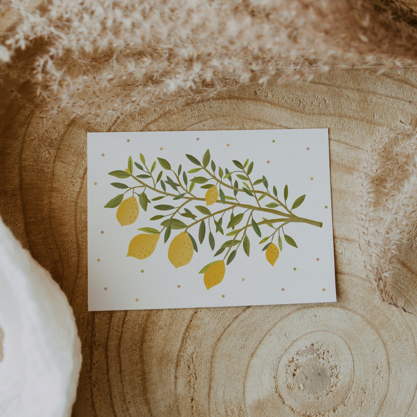 Postkarte Zitronenzweig - Zitrone Grußkarte Limone