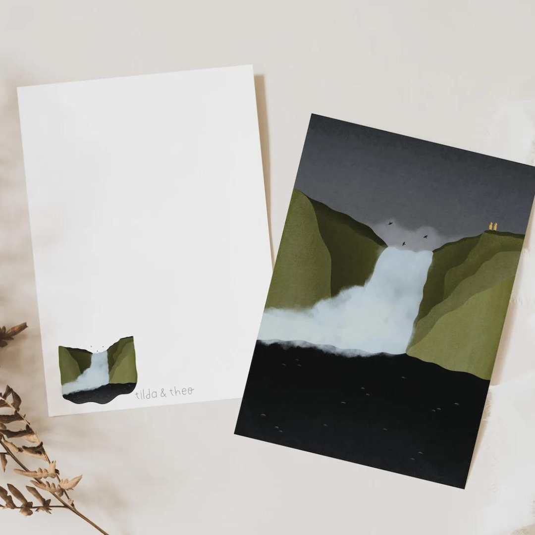 Postkarte Island Wasserfall - Skogafoss