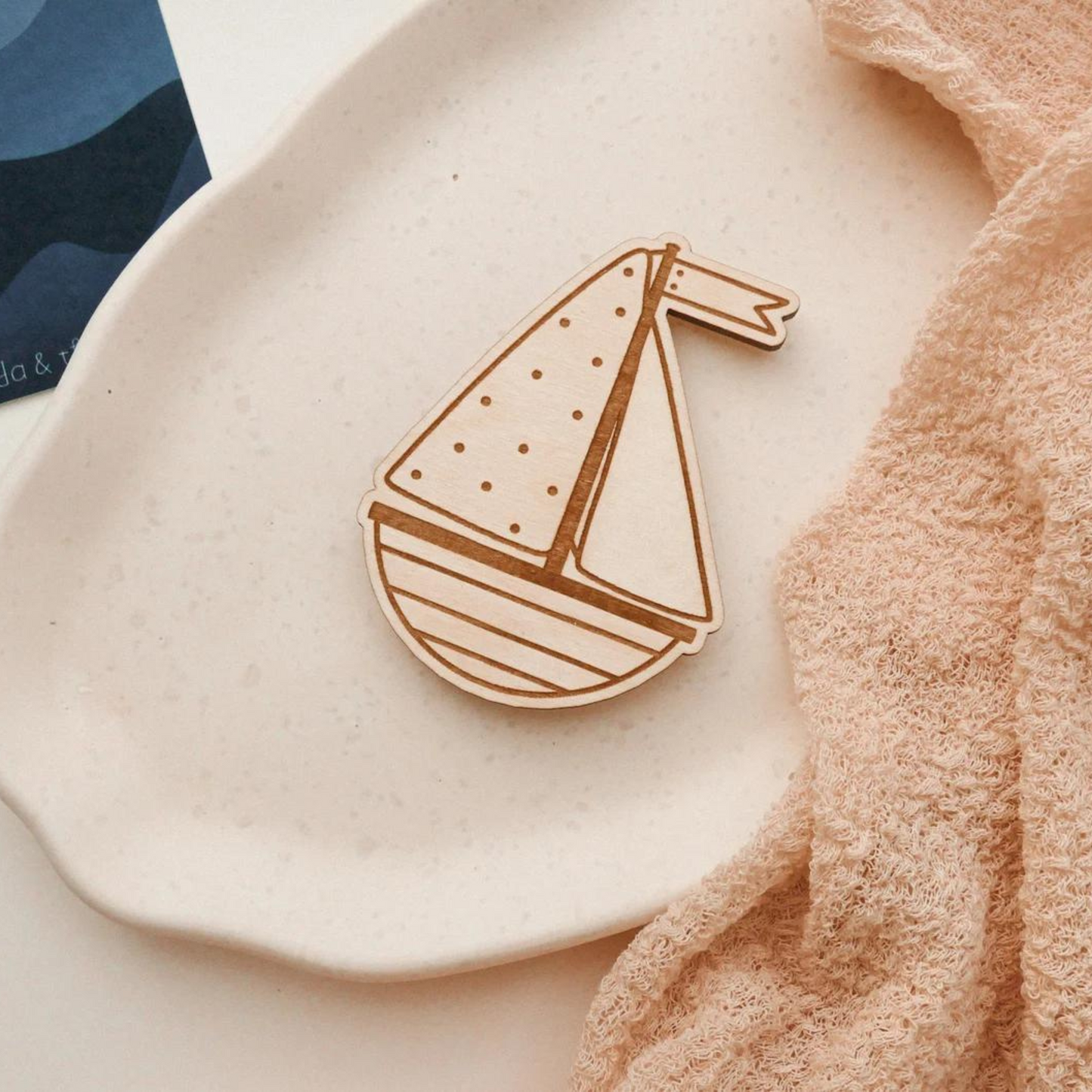 Wooden magnet ship - fridge magnet boat