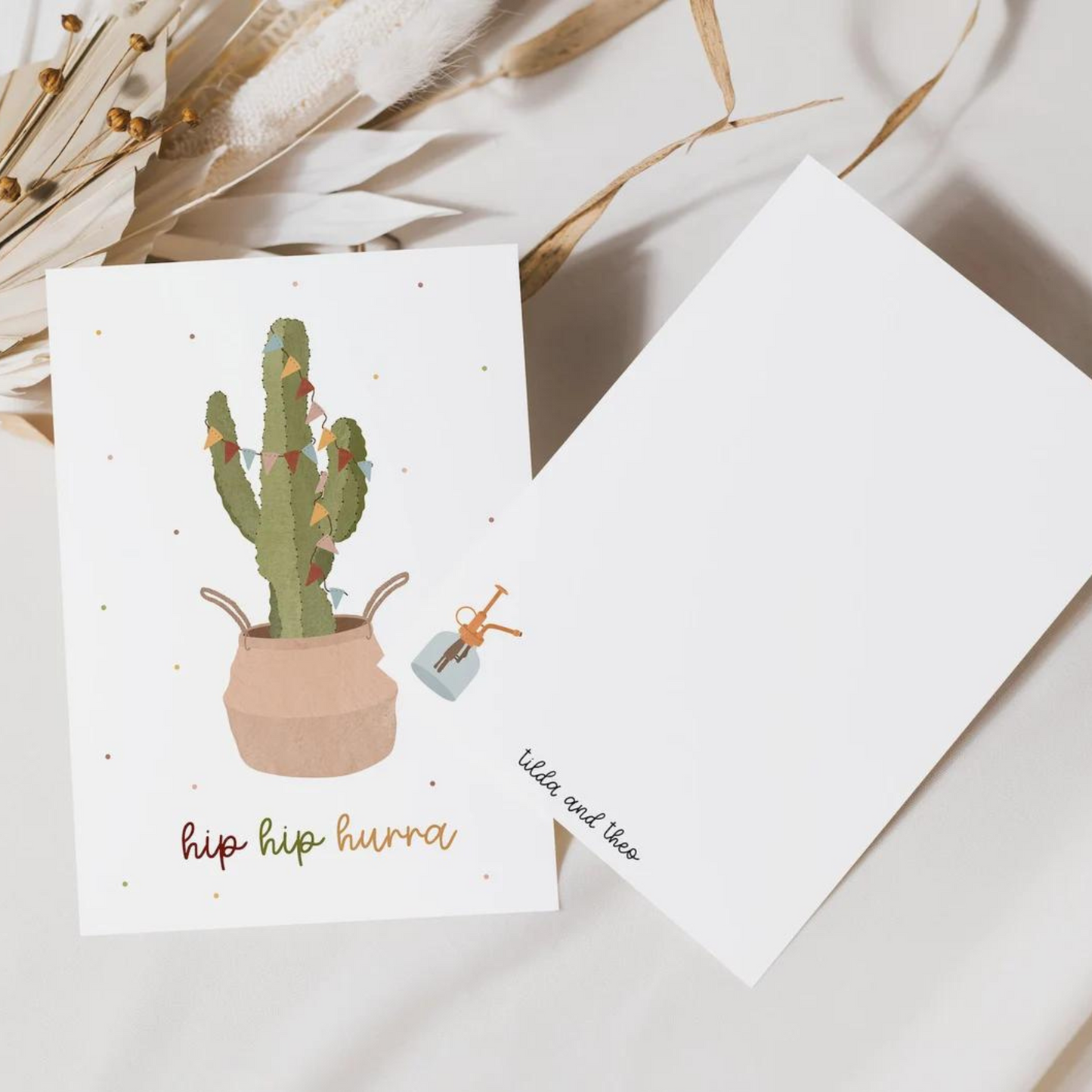 Postkarte Kaktus Geburtstag - hip hip hurra Geburtstagskarte