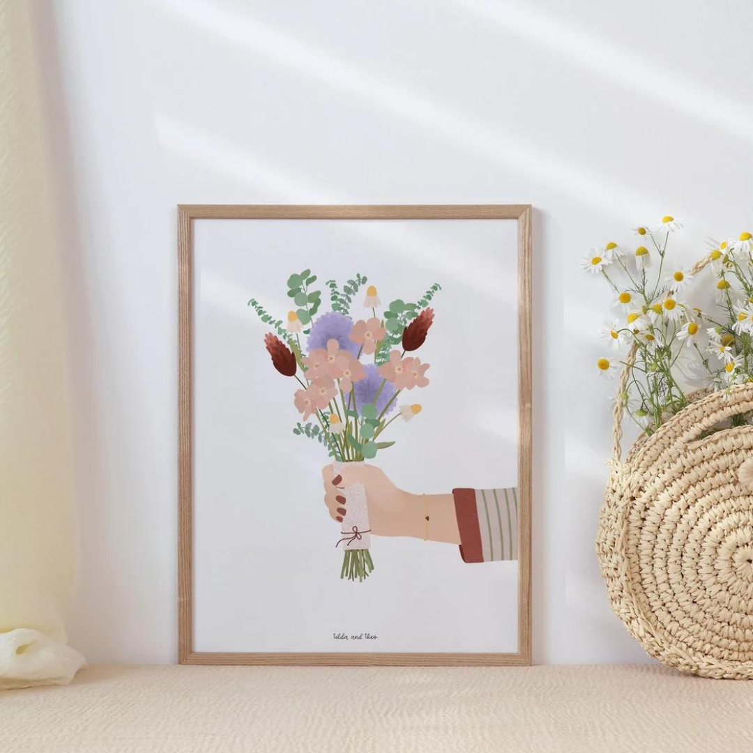 Poster Blumenstrauß Hand - Frühlingsposter Blumen