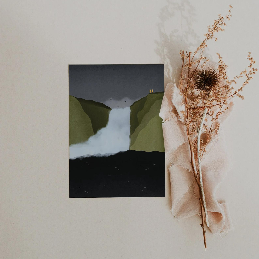 Postkarte Island Wasserfall - Skogafoss