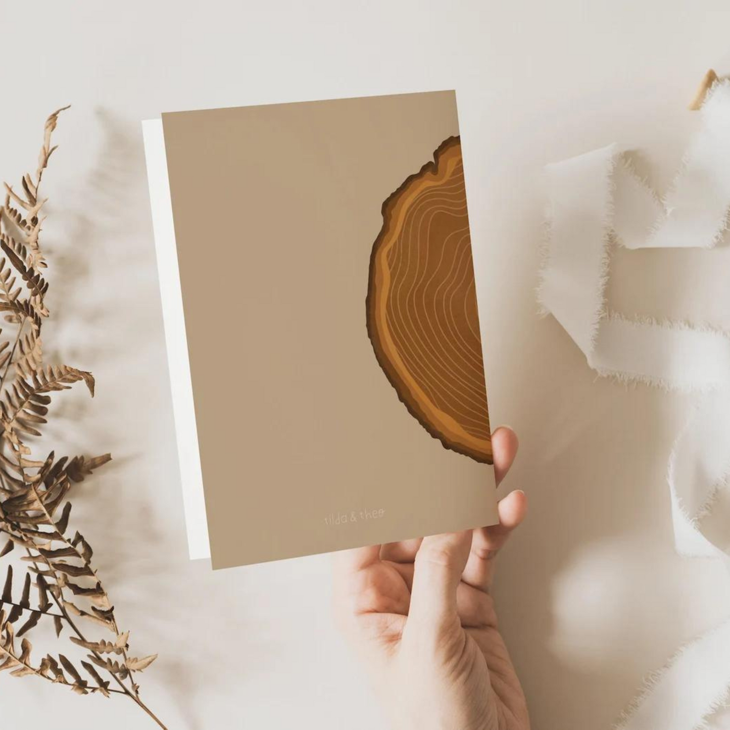 Postkarte Hochzeitstag Baumscheibe - Hölzerne Hochzeit