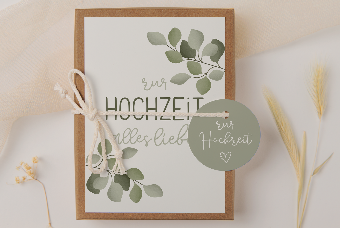 Geschenkschachtel Hochzeit - Geldgeschenk Eukalyptuszweige