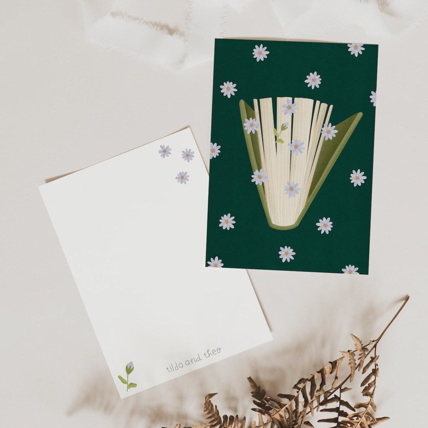 Postkarte Buch - Blumen