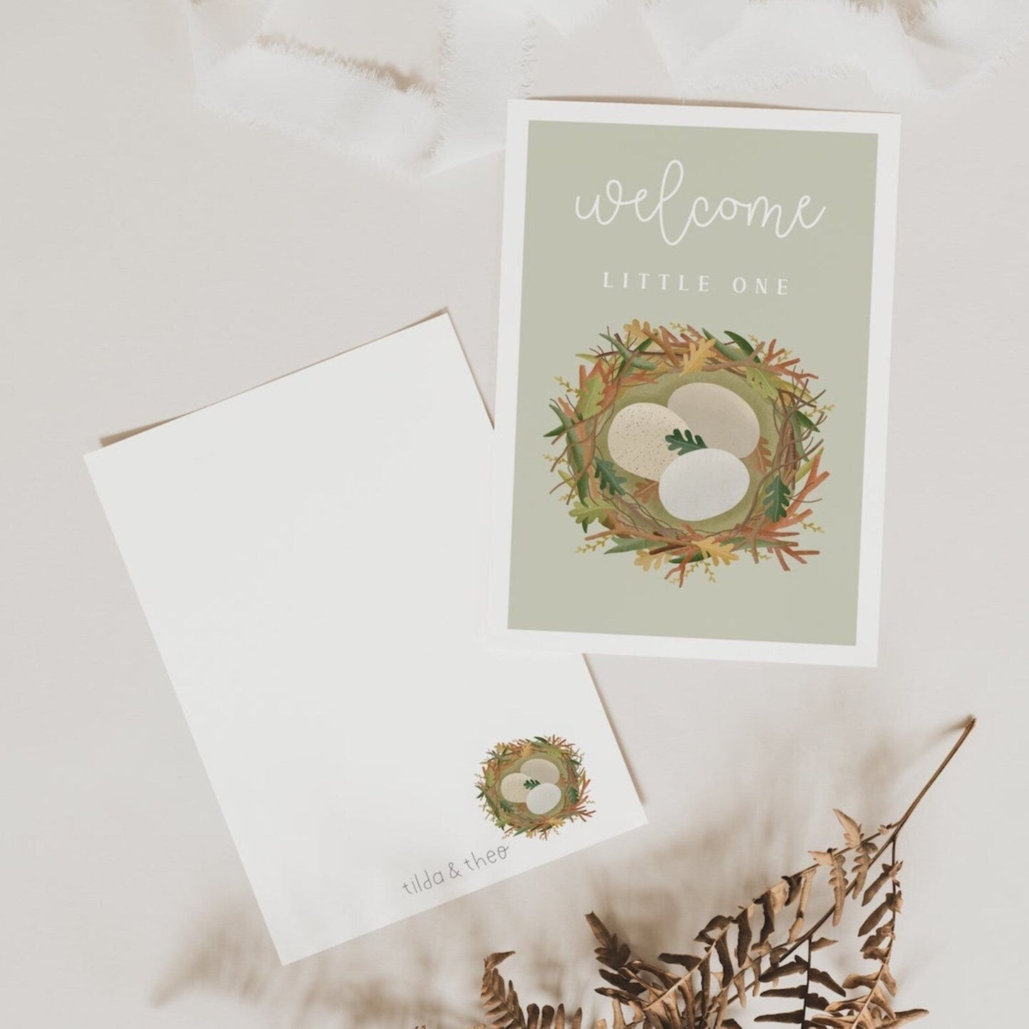 Postkarte Geburt - Nest Baby