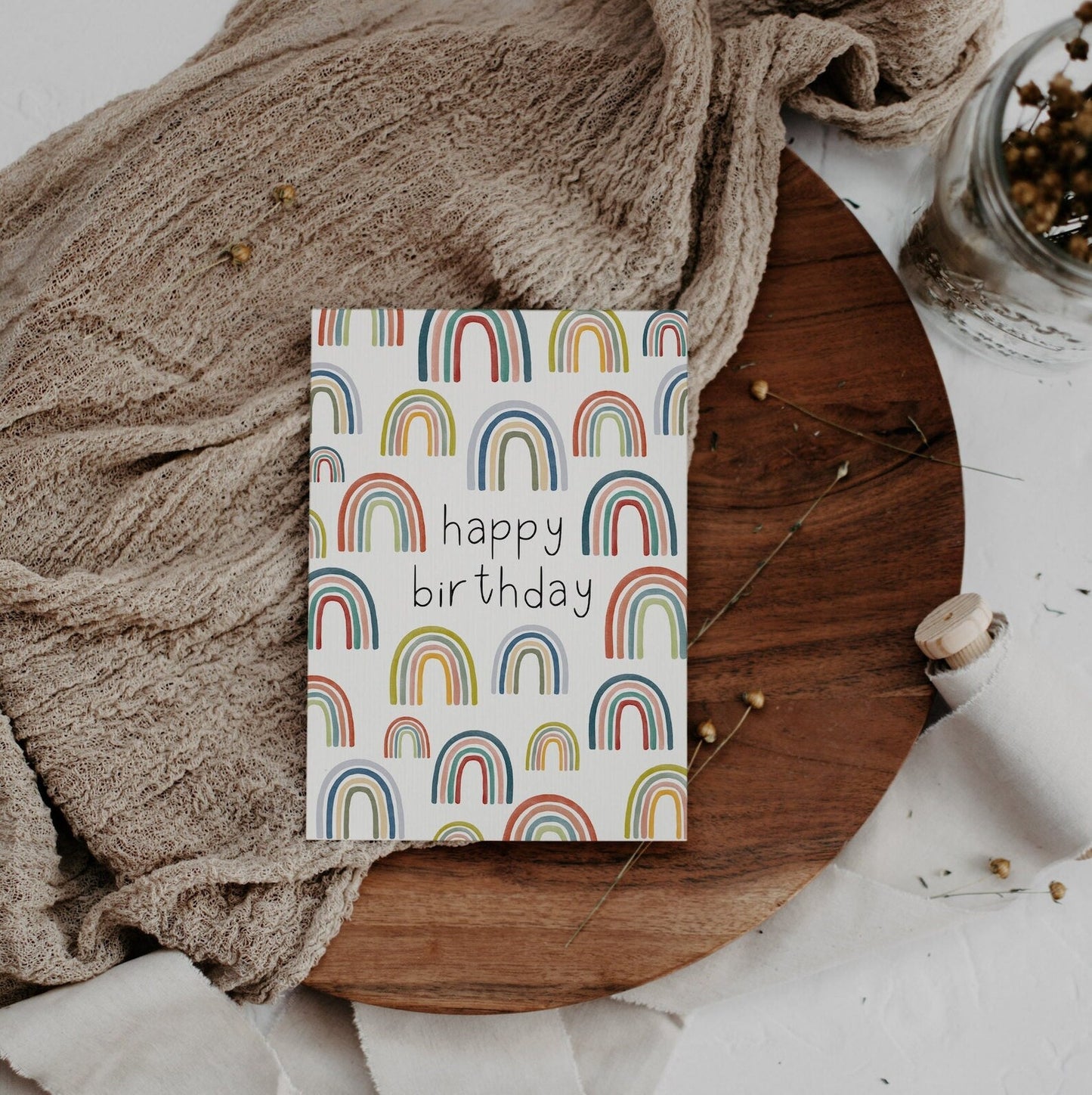Postkarte Geburtsag Regenbogen