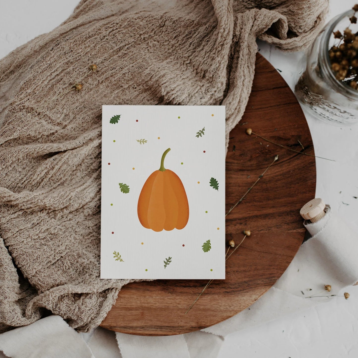 Postkarte Herbst - Kürbis