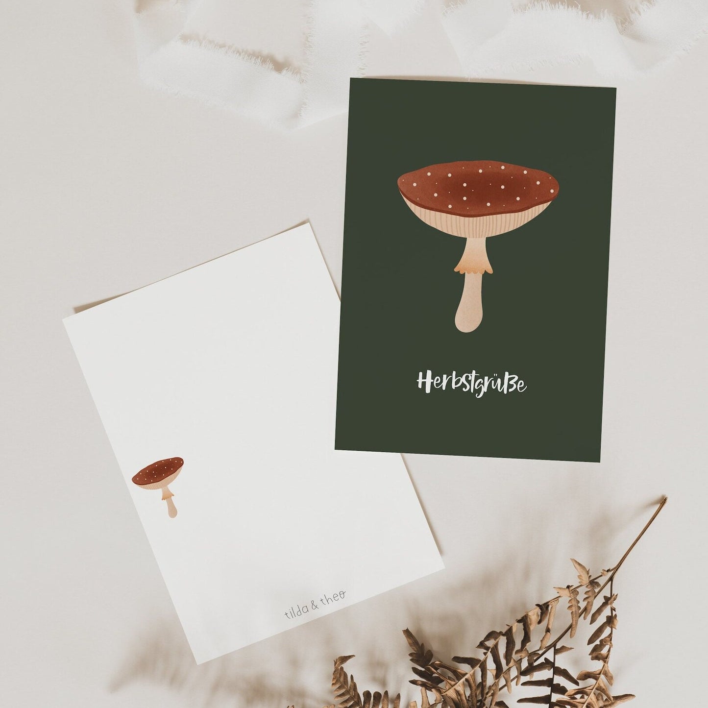 Postkarte Pilz Herbst - Herbstgrüße