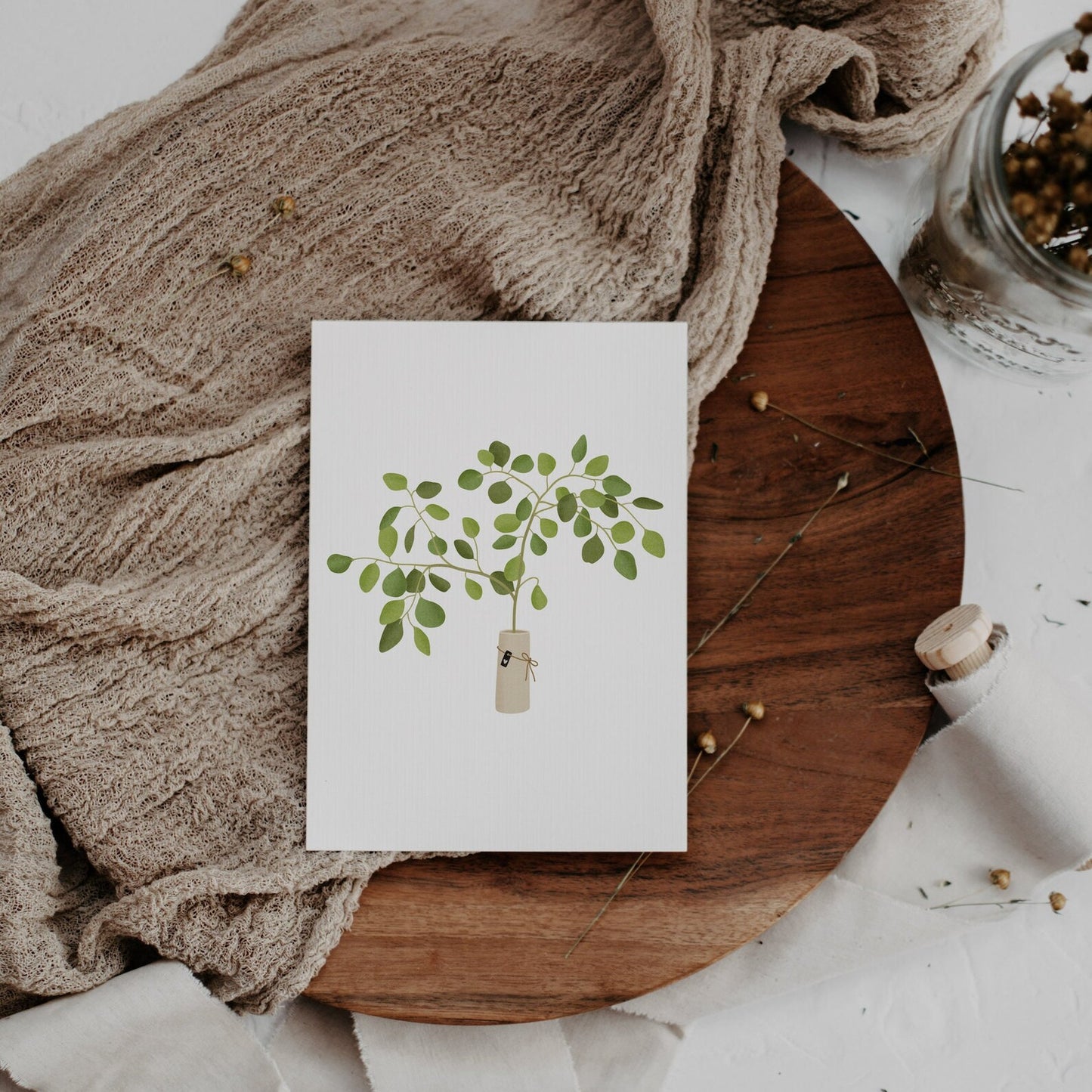 Postkarte Eukalyptus - Zeig in Vase zarte Grußkarte