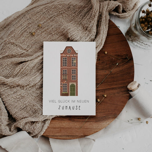 Postkarte Einzug - Amsterdam Haus Umzug Geschenk