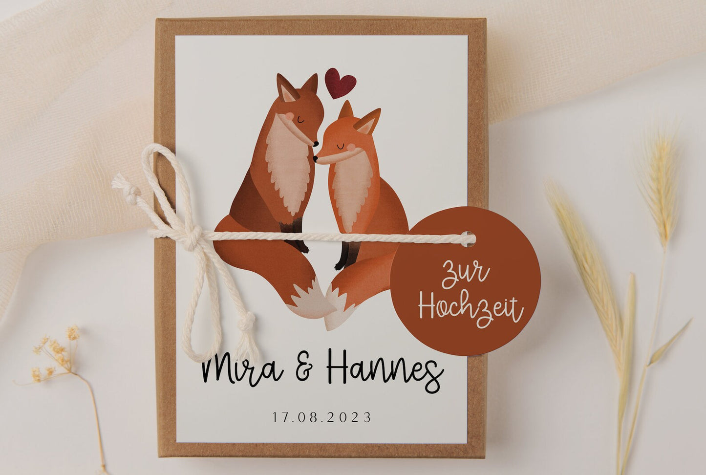 Geschenkschachtel Hochzeit Füchse - Geldgeschenk Hochzeit