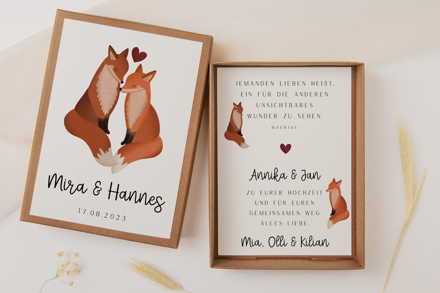 Geschenkschachtel Hochzeit Füchse - Geldgeschenk Hochzeit