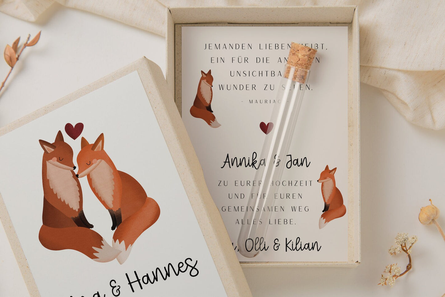Geschenkschachtel Hochzeit Füchse - Geldgeschenk Hochzeit