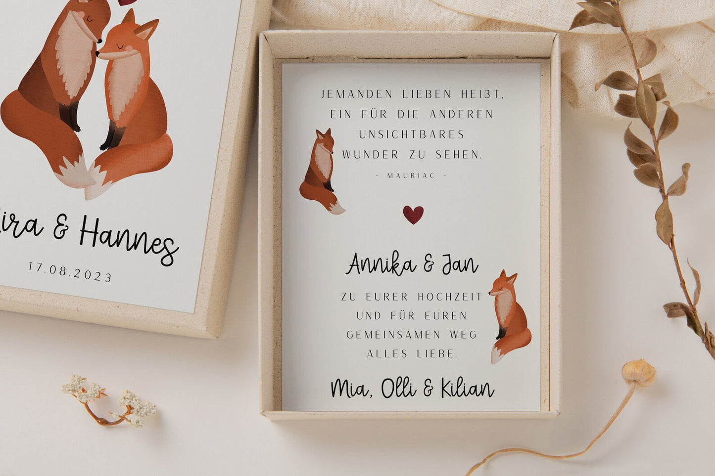 Geschenkschachtel Hochzeit Füchse - Geldgeschenk Hochzeit