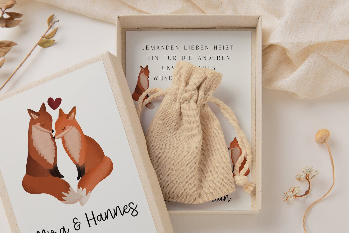 Geschenkschachtel Hochzeit Füchse - Geldgeschenk Hochzeit