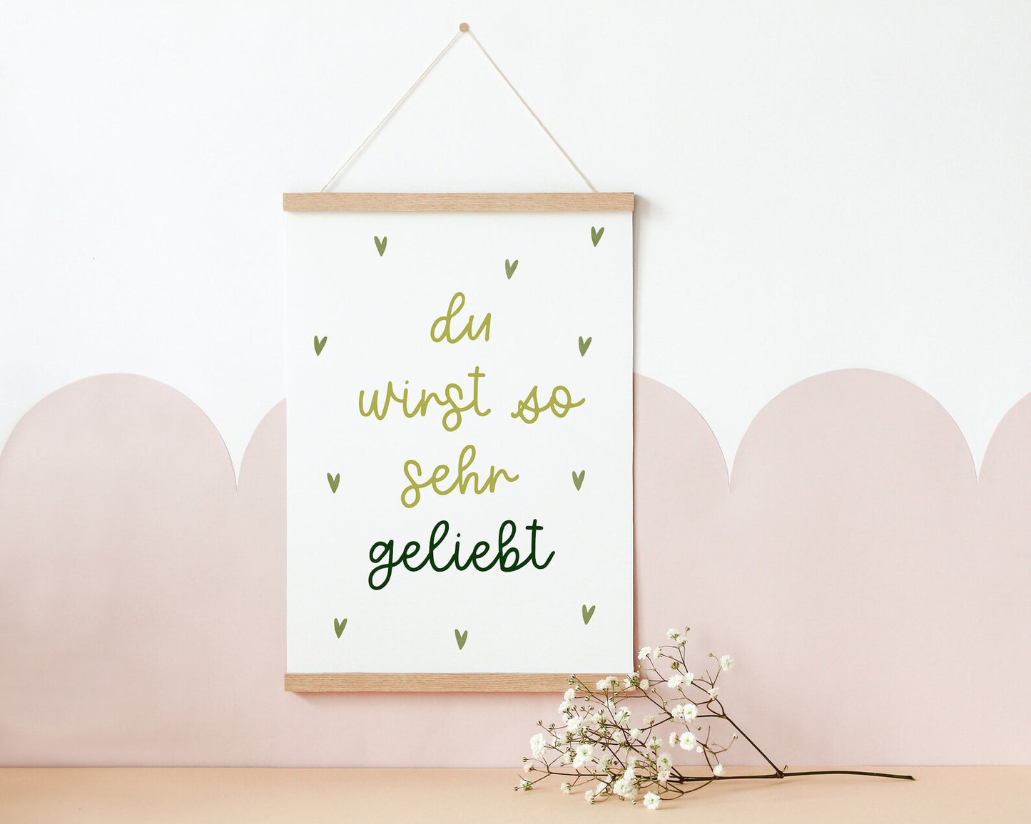 Poster Kinderzimmer "du wirst geliebt" - grün