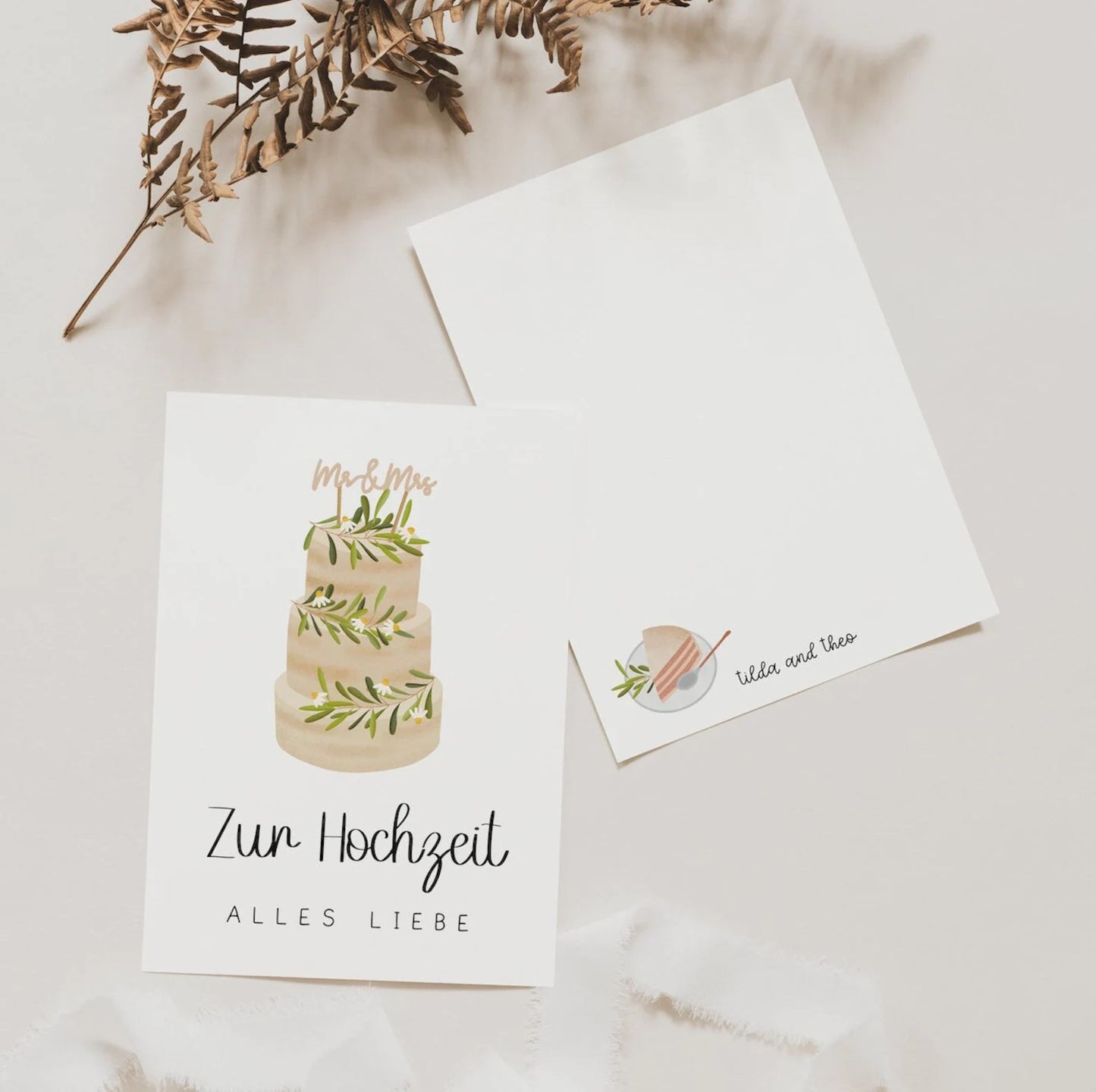 Postkarte Hochzeit Glückwünsche Hochzeitstorte - Torte Hochzeitskarte Mr & Mrs