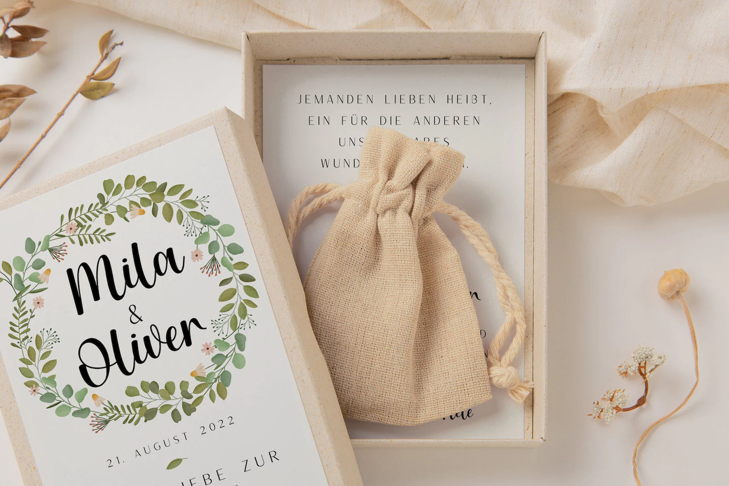 Gift box wedding - money gift flower wreath