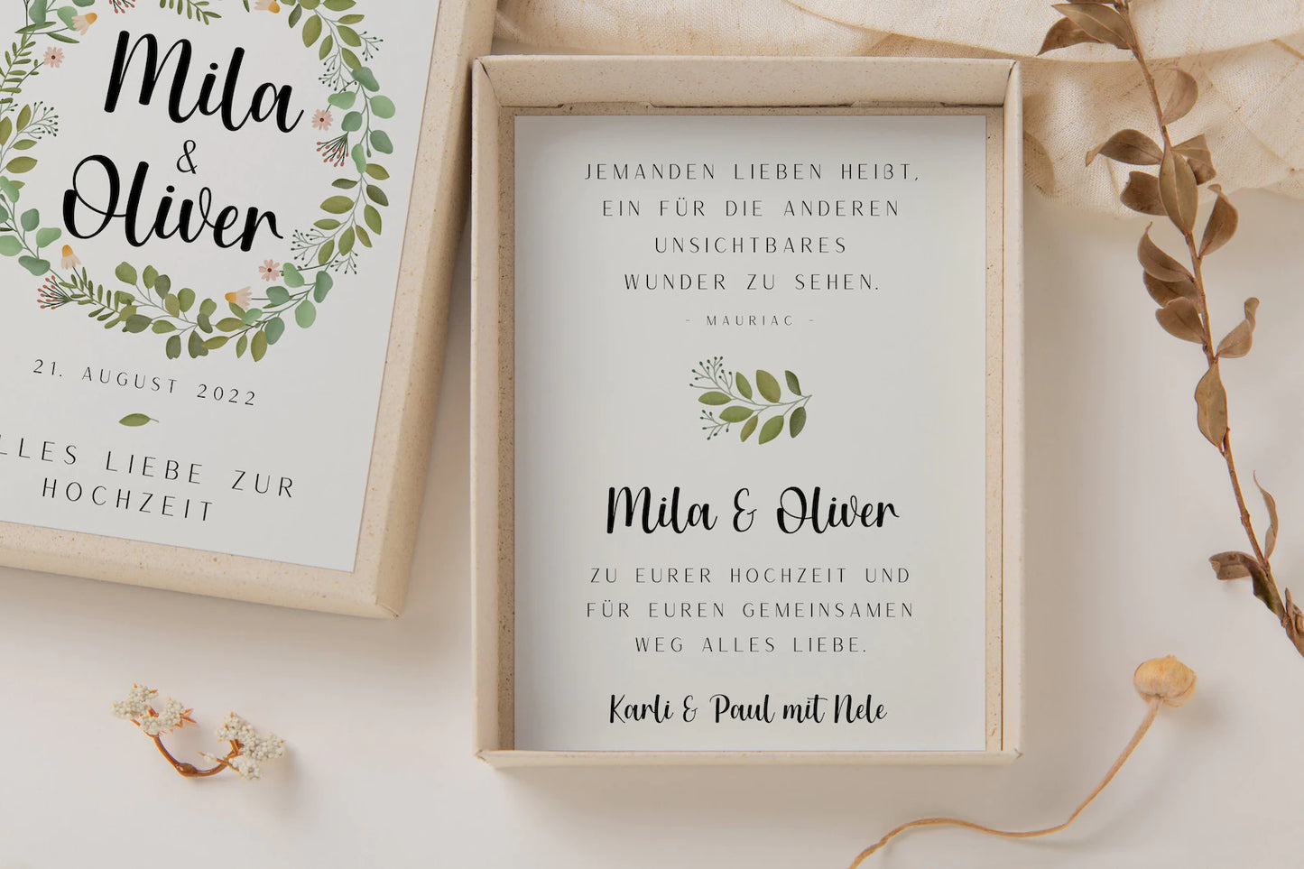 Gift box wedding - money gift flower wreath