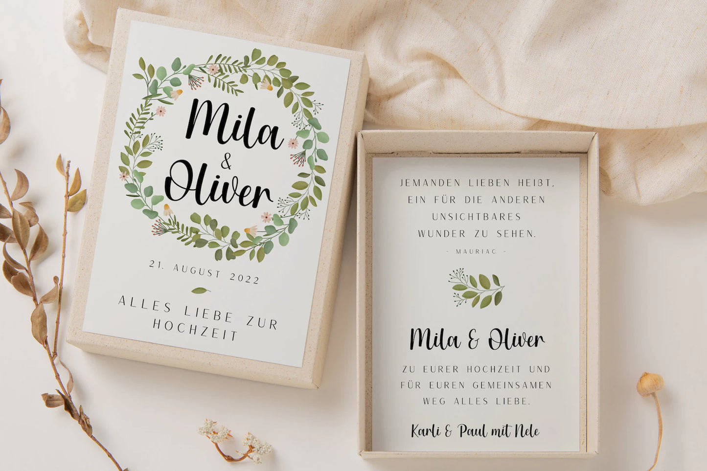 Gift box wedding - money gift flower wreath