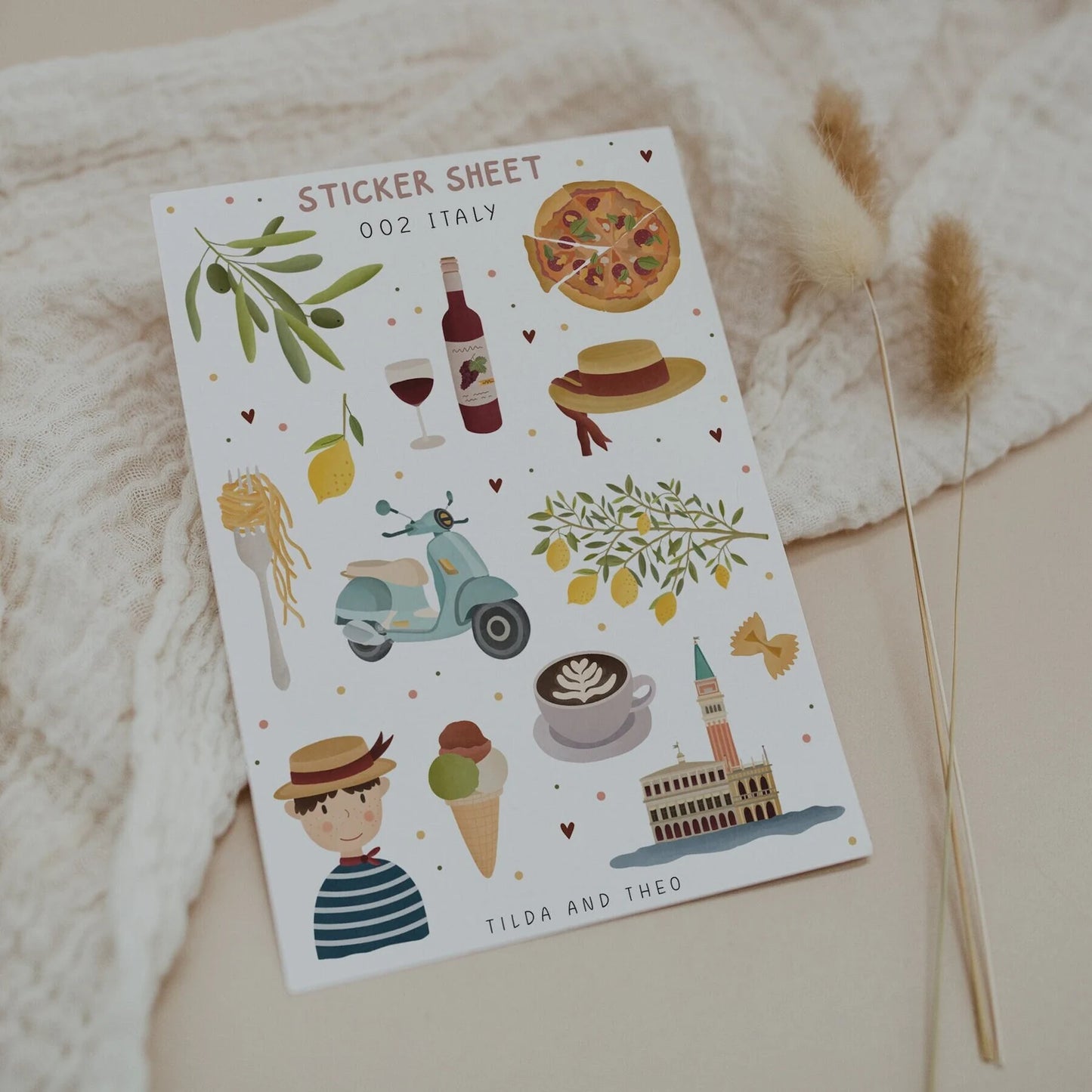 Sticker Sheet Italien - 002 Reise Sticker Reisetagebuch