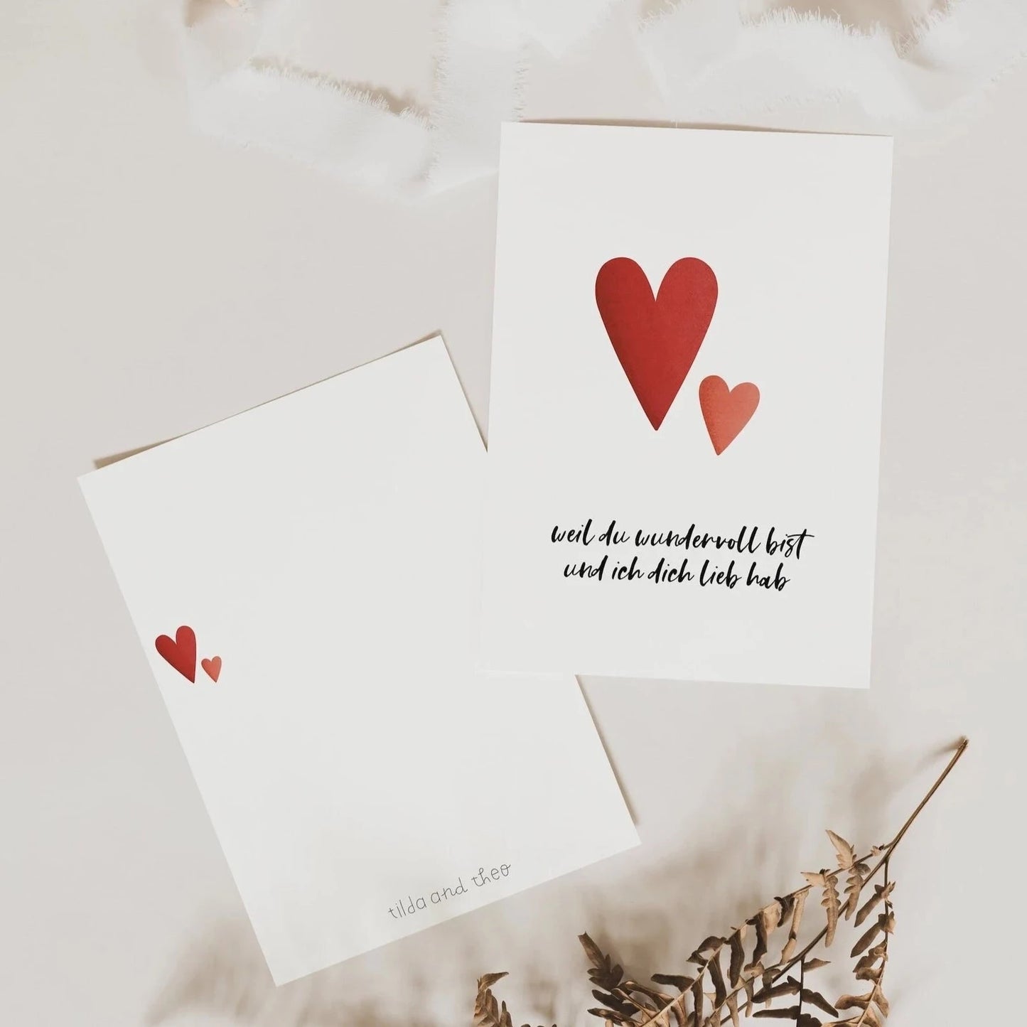 Postkarte Herz - Liebe "Weil du wundervoll bist und ich dich lieb hab"
