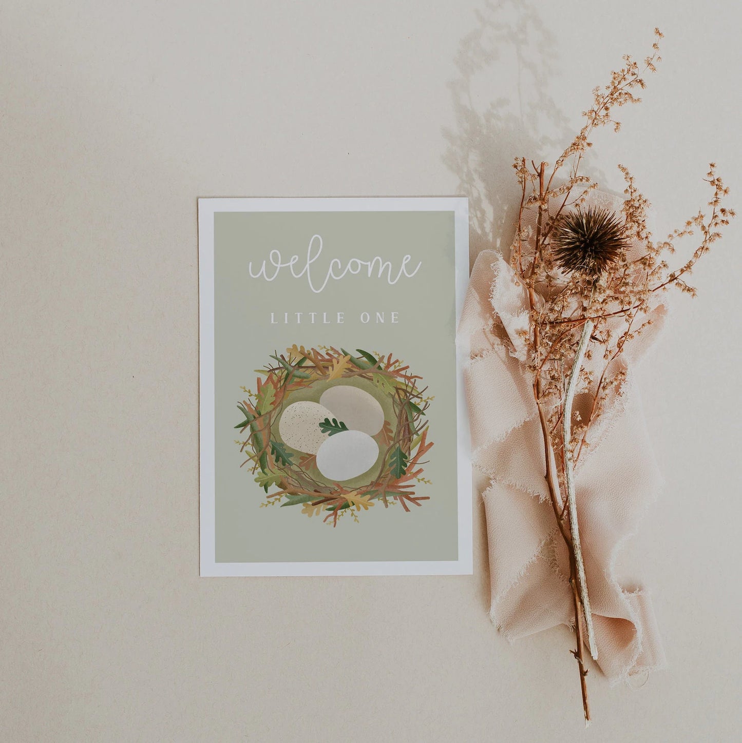Postkarte Geburt - Nest Baby