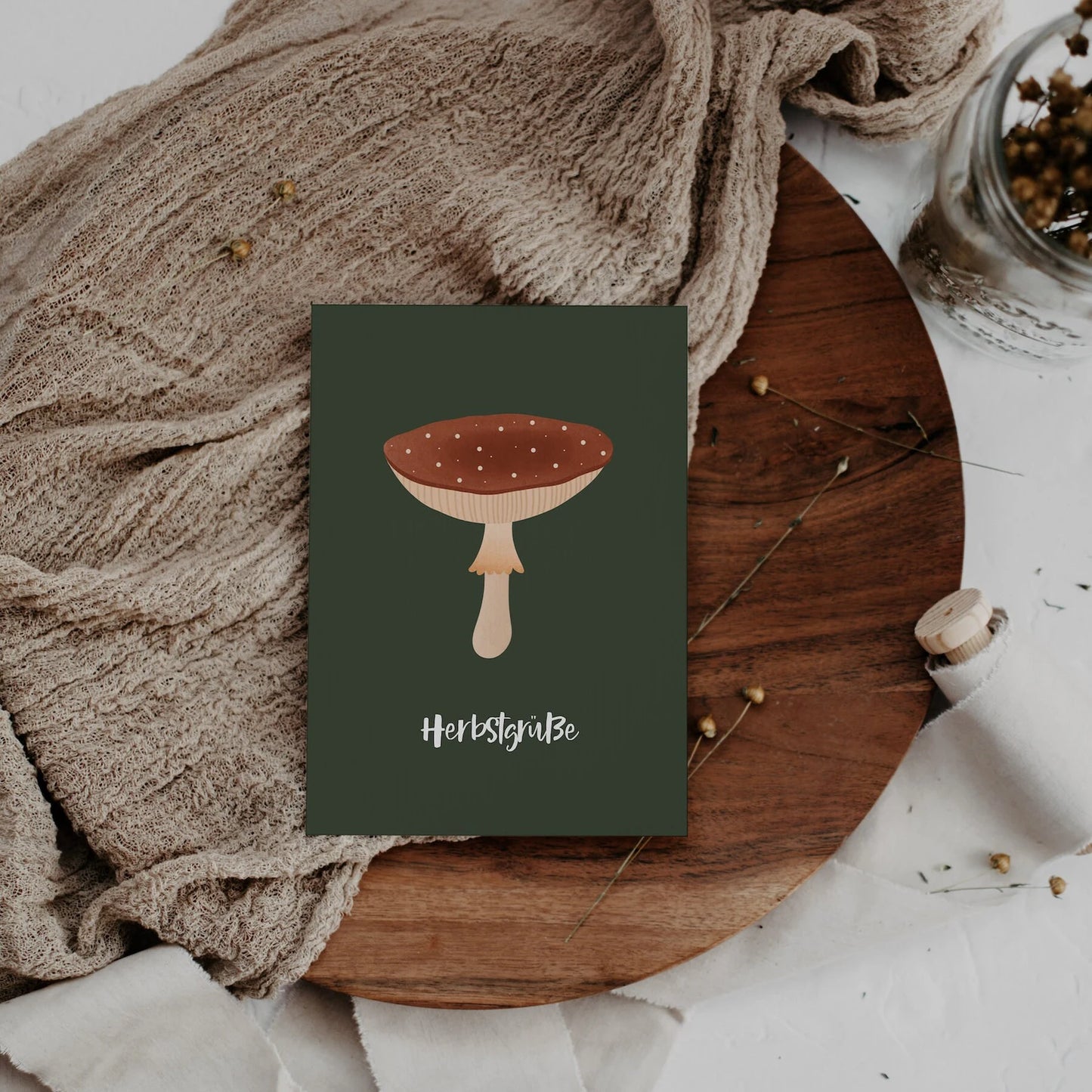 Postkarte Pilz Herbst - Herbstgrüße