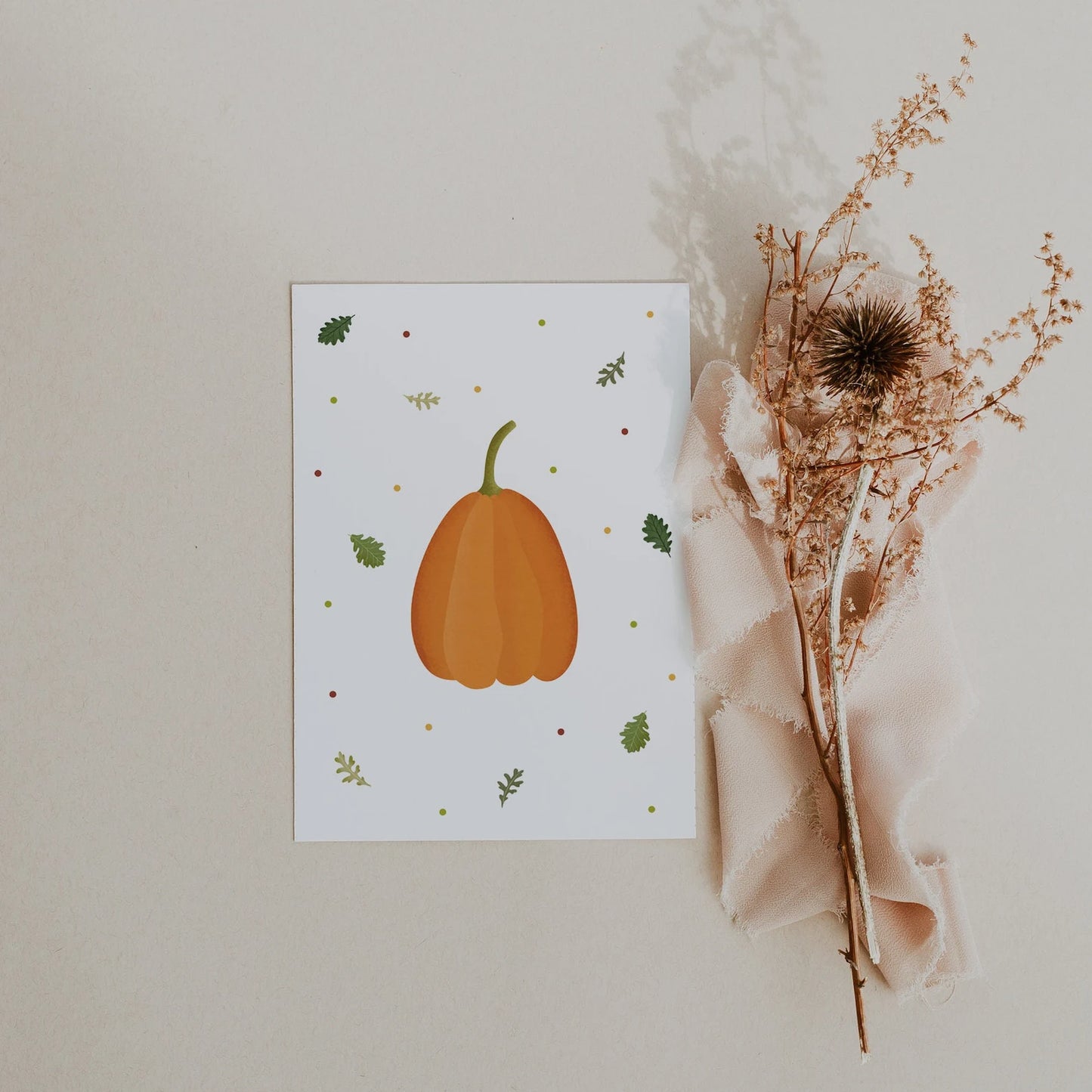 Postkarte Herbst - Kürbis
