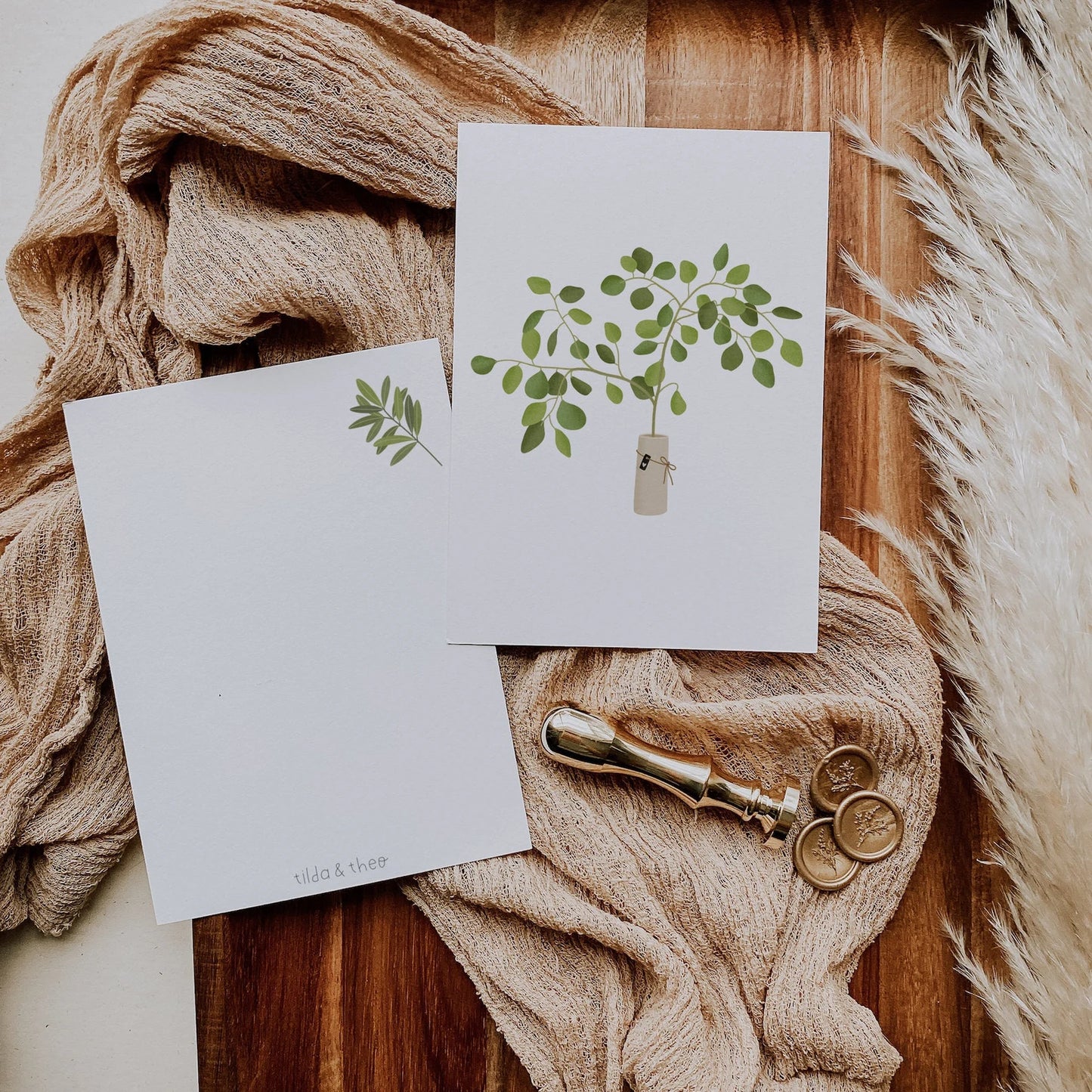 Postkarte Eukalyptus - Zeig in Vase zarte Grußkarte