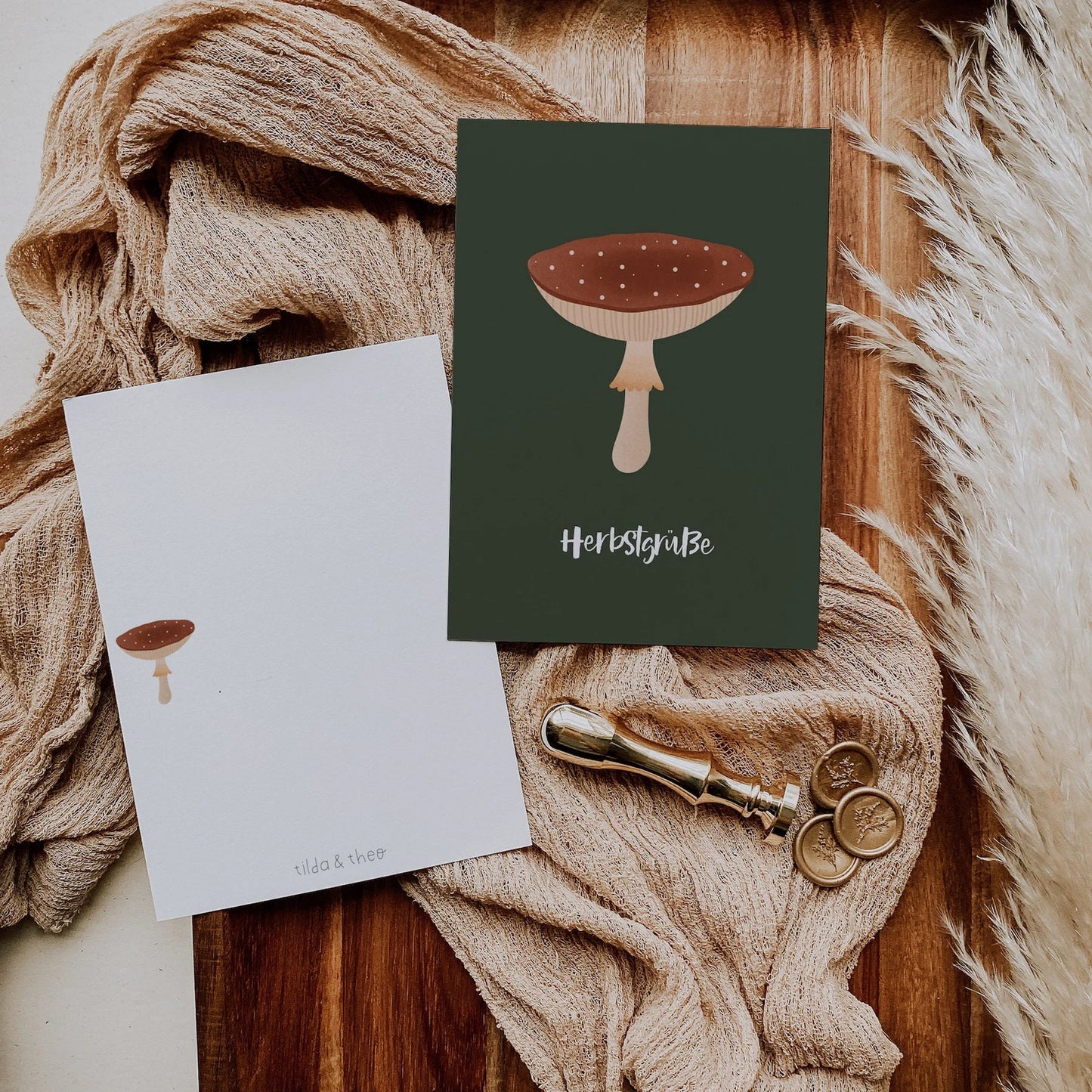 Postkarte Pilz Herbst - Herbstgrüße