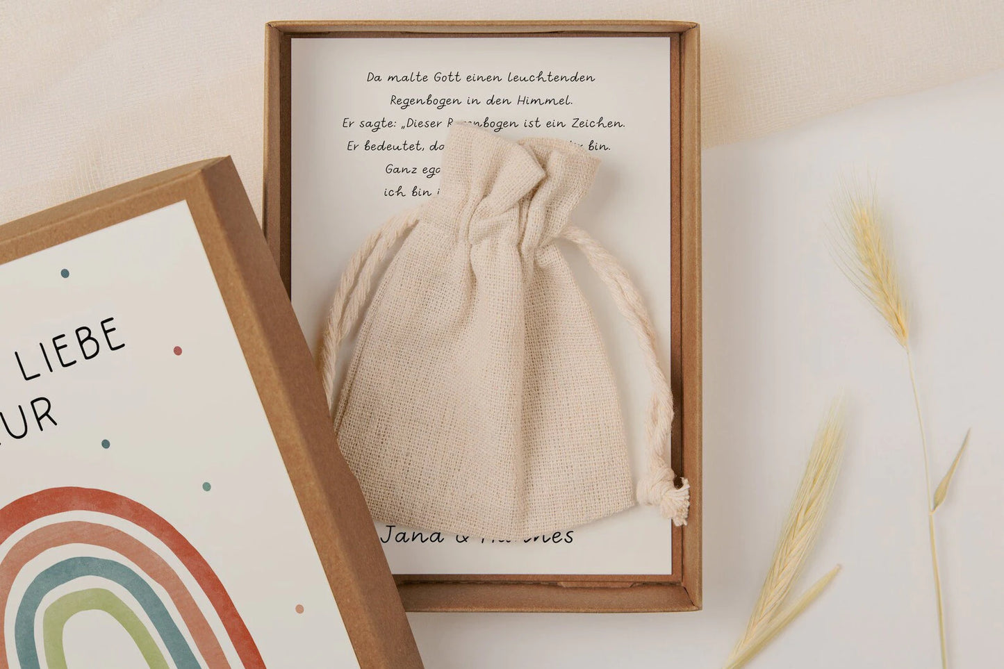 Geschenkschachtel zur Taufe - Regenbogen Geldgeschenk