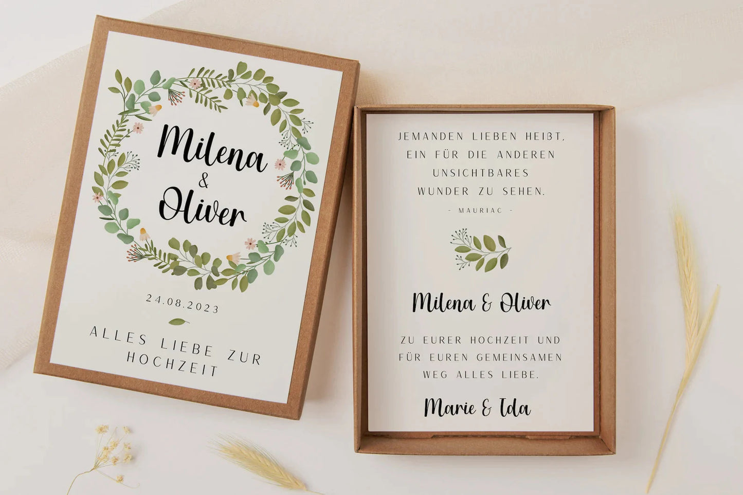 Gift box wedding - money gift flower wreath