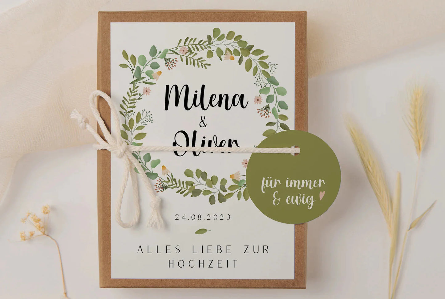 Gift box wedding - money gift flower wreath