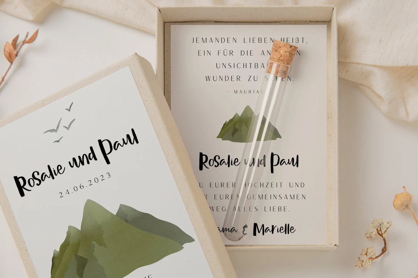 Gift box wedding mountains - money gift adventure