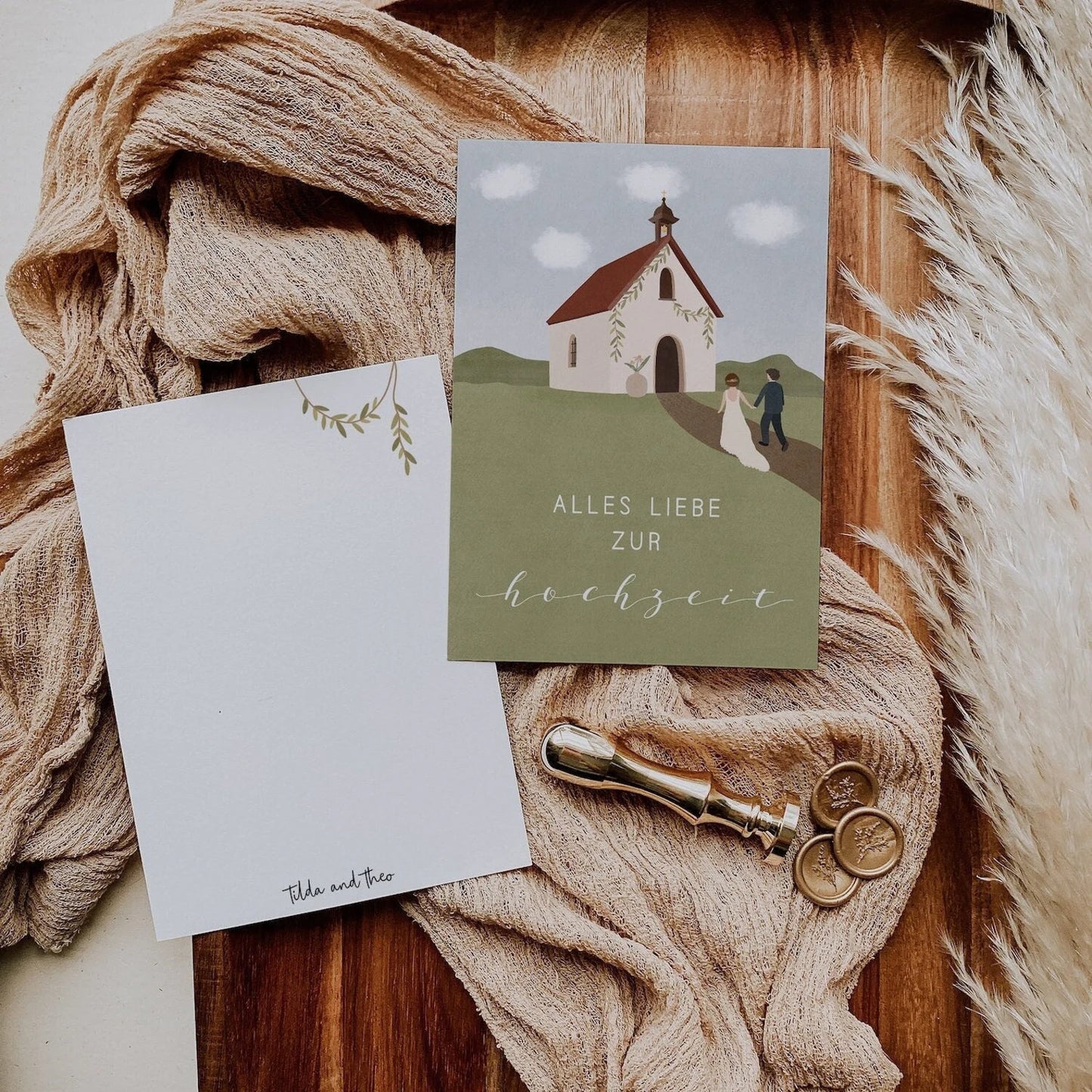 Postkarte Hochzeit - Kirche