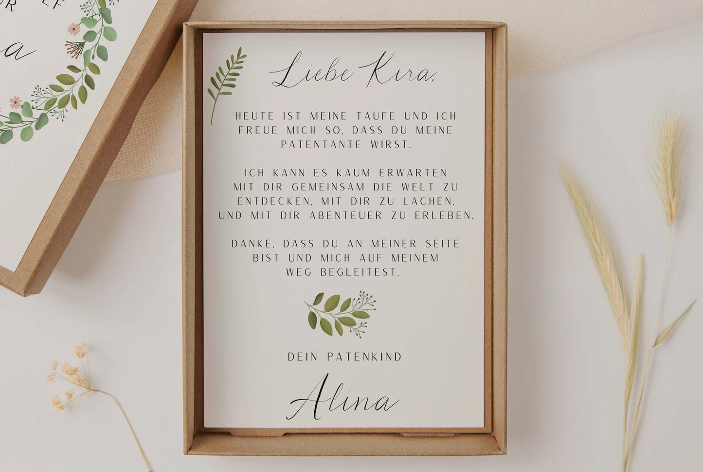 Godparent letter baptism in gift box
