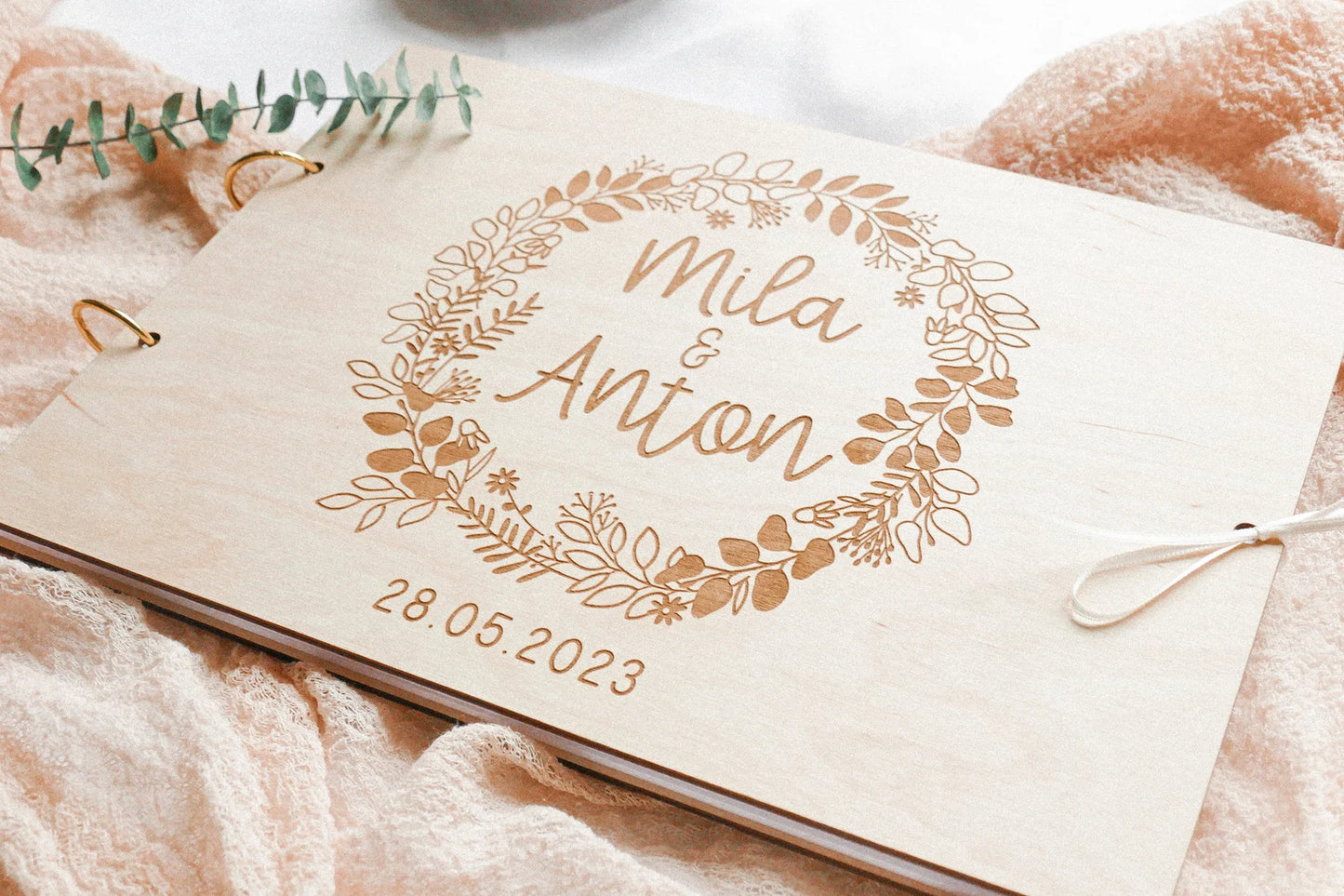 Gästebuch Hochzeit aus Holz - Gästebuch mit herausnehmbaren Seiten