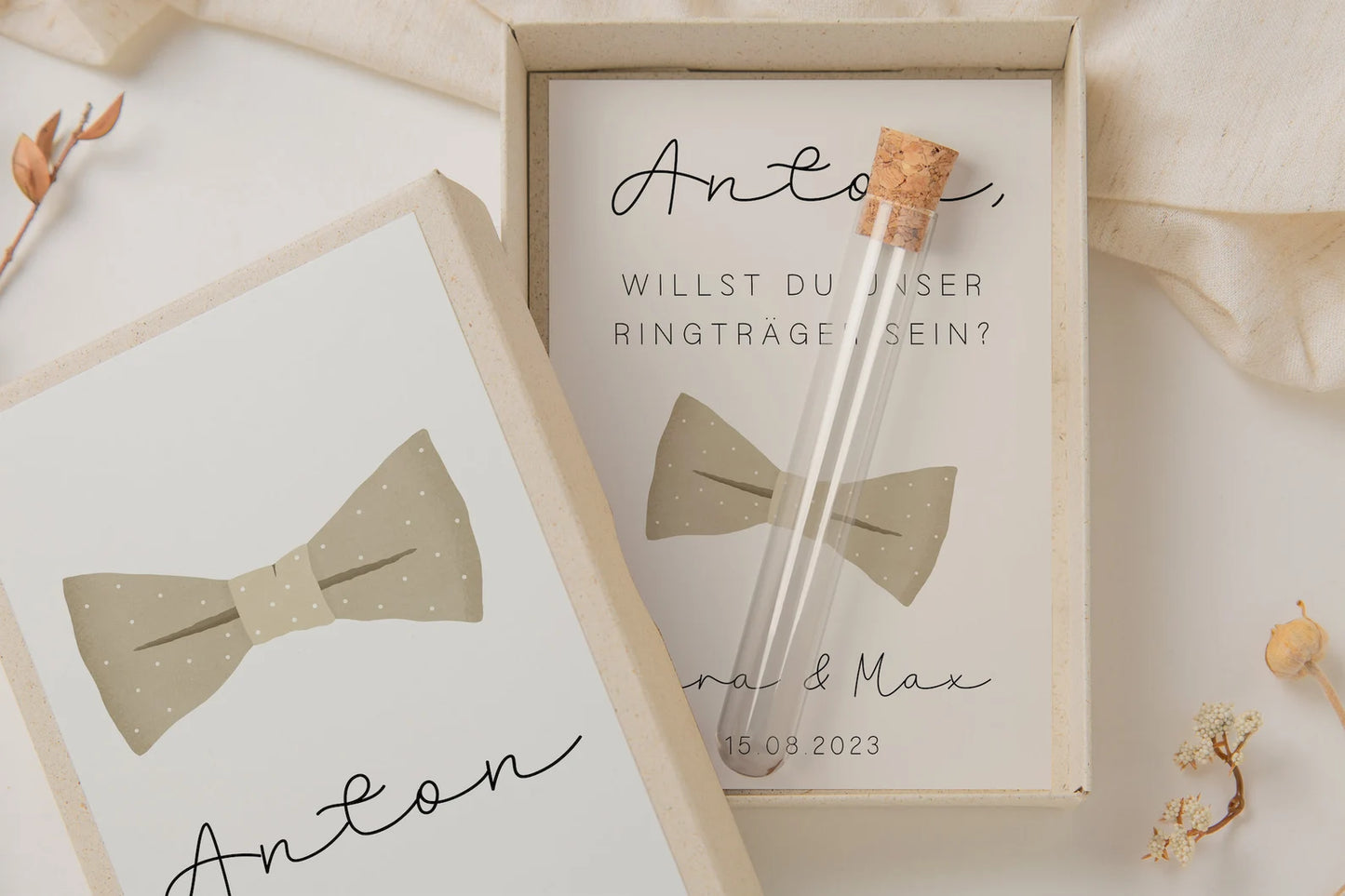 Ringträger Fragen Schachtel - personalisiertes Geschenk Ringträger