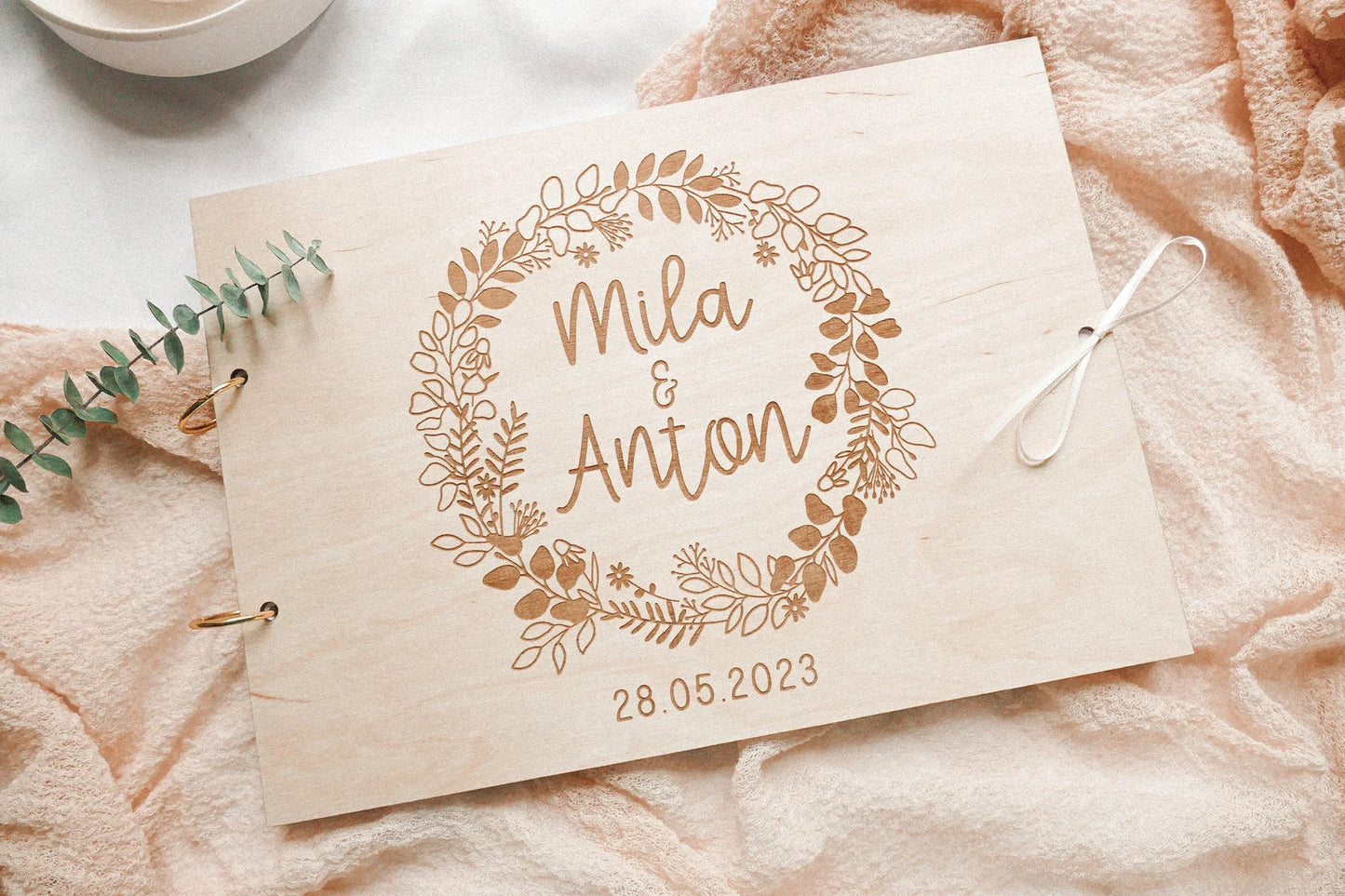 Gästebuch Hochzeit aus Holz - Gästebuch mit herausnehmbaren Seiten