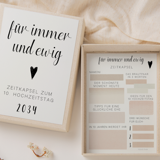 Time capsule wedding to fill in minimalistic - cards in A6 guest book