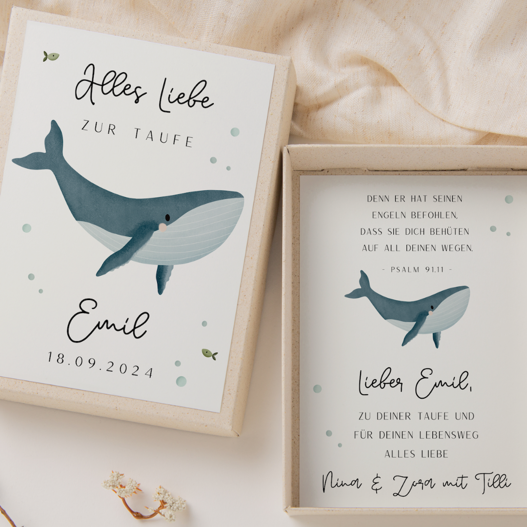 Gift box christening - whale gift of money