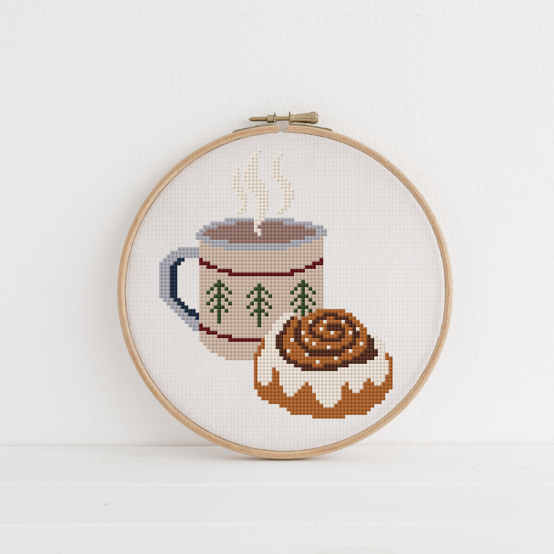 Zimtschnecke Cross Stitch Pattern PDF - Schweden Kanelbulle Hygge Kreuzstich-Vorlage