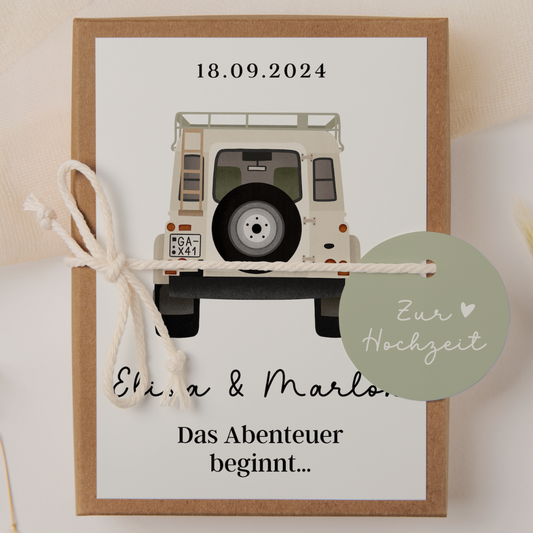 Geschenkschachtel Hochzeit Camper Van - Geldgeschenk Hochzeit Island