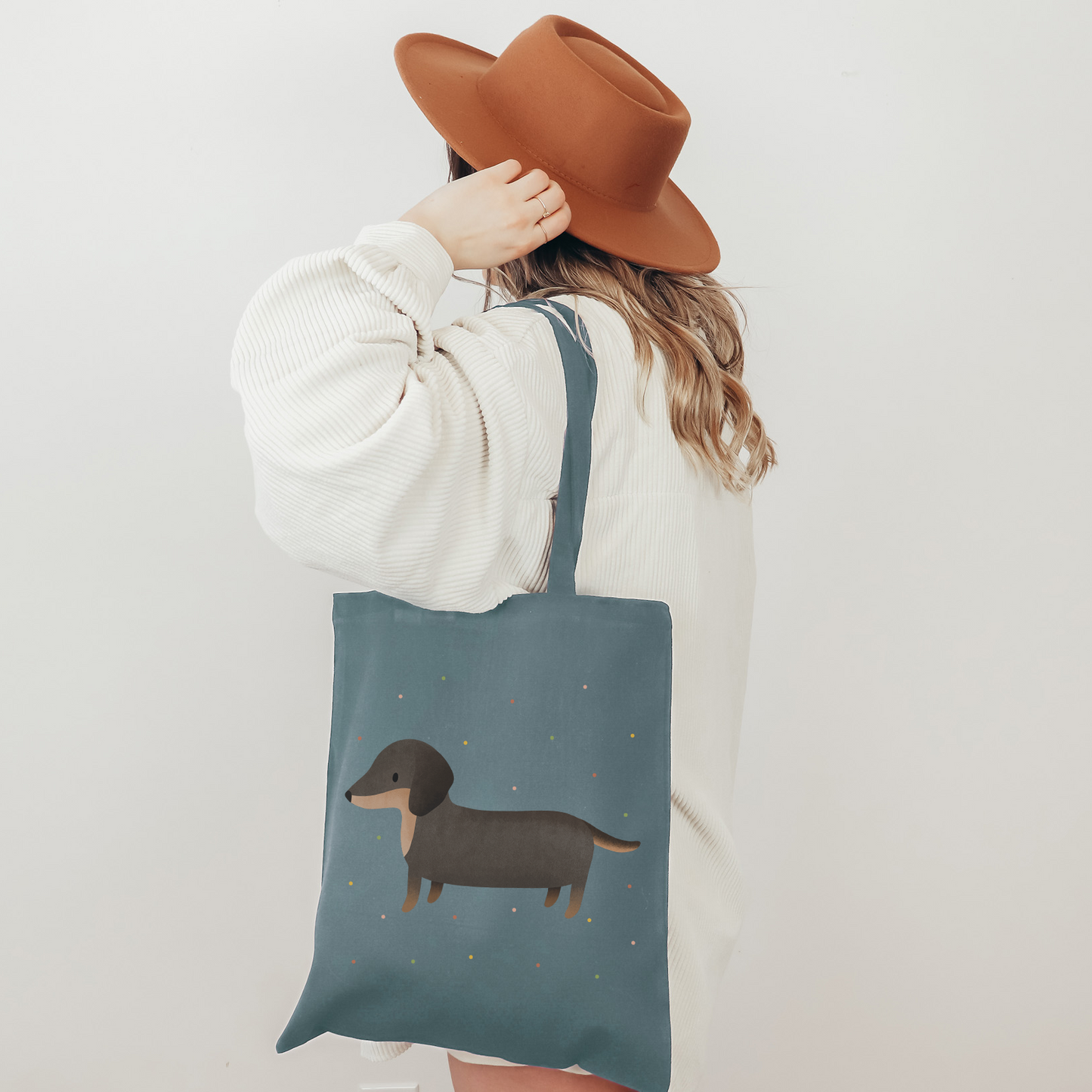 Stofftasche Dackel Hund Hunderasse - Jutebeutel Dachshund Konfetti Tasche