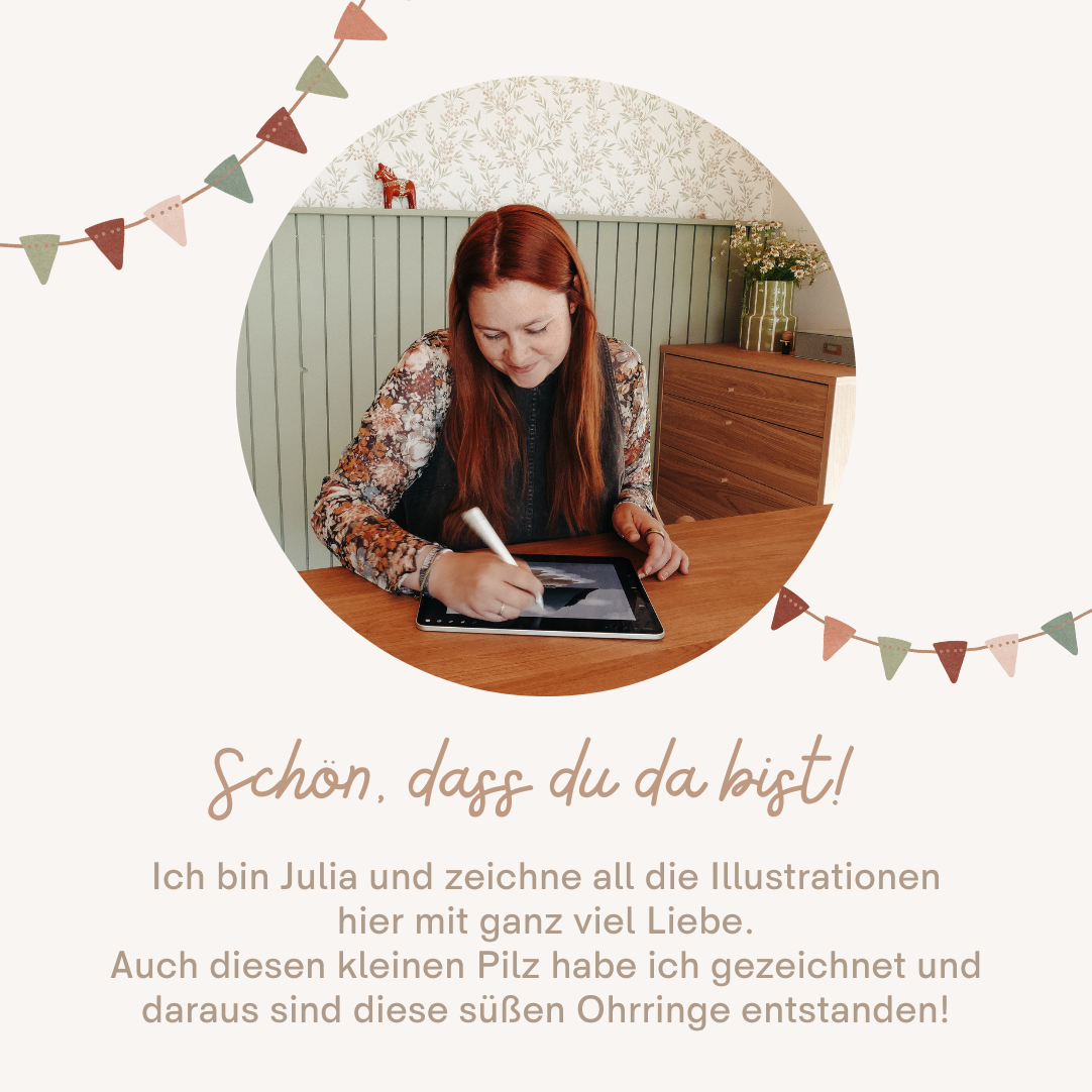 Ohrringe Pilz Fliegenpilz Creolen - 18k vergoldet Fliegenpilz Wald Pilze Anhänger - leichte Ohrringe Pilze rot - Geschenkidee Ohrringe